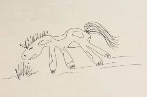 horse in inked outline